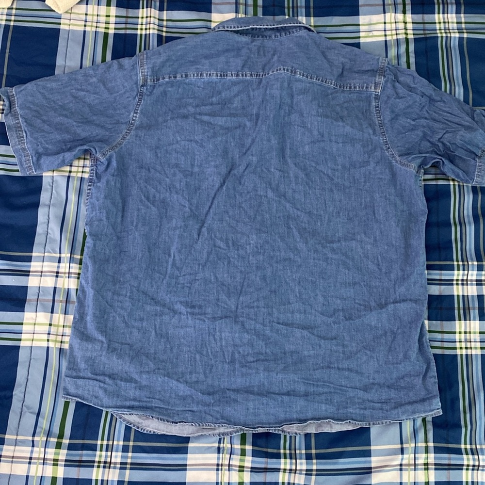 Wrangler denim button down short-sleeve shirt - Picture 9 of 17